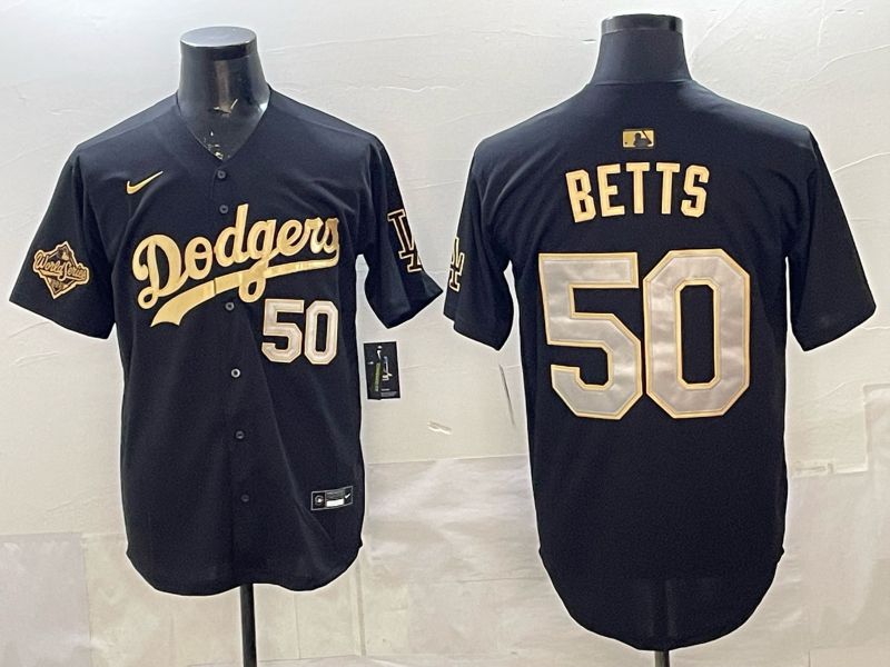 Men Nike 2026 Los Angeles Dodgers #50 Betts black Gold Game MLB Jersey 1212